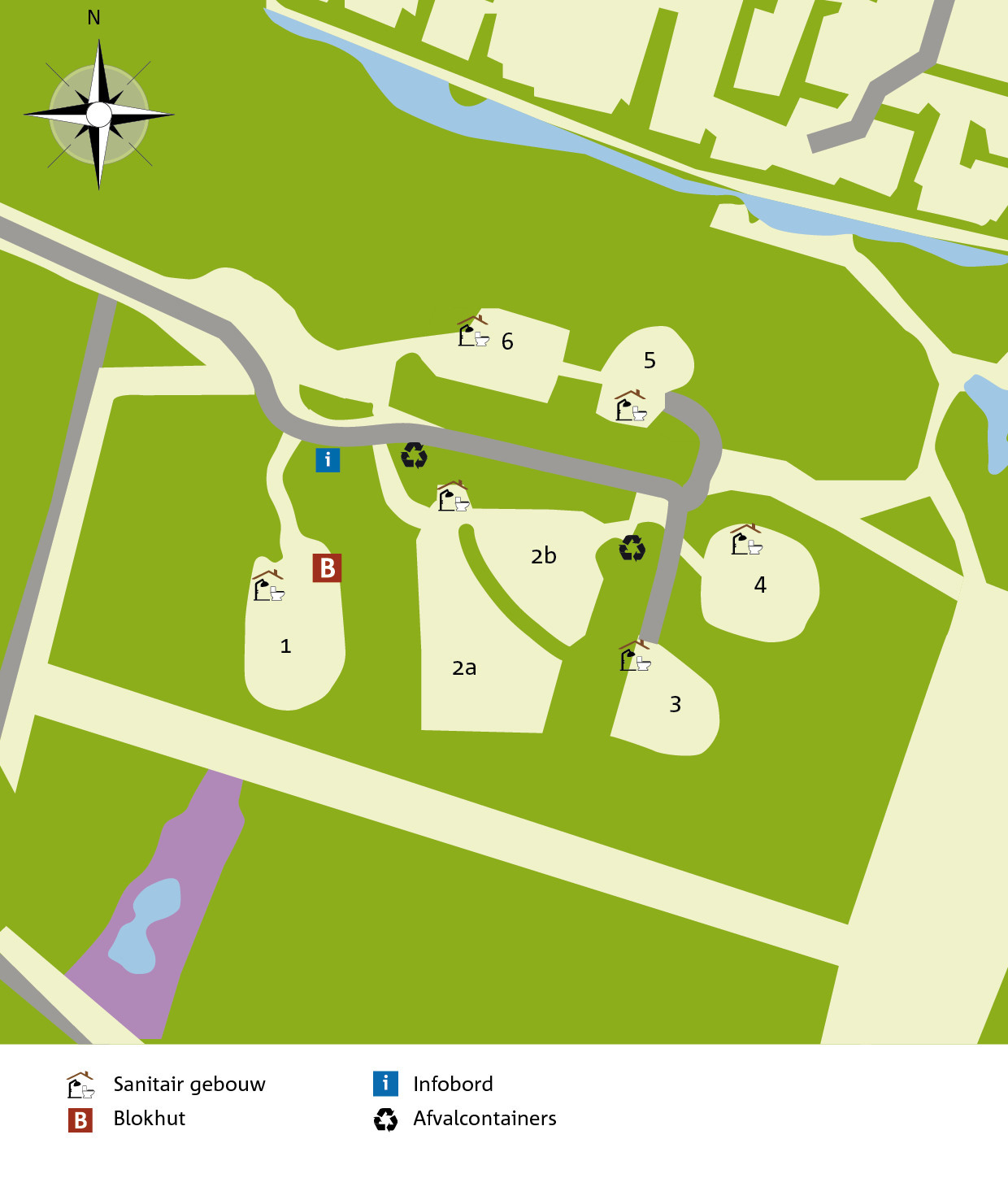 Plattegrond groepskampeerterrein De Banken