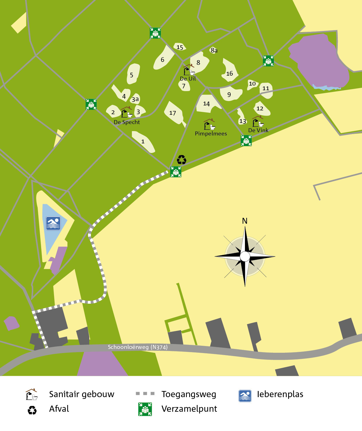 Plattegrond groepskampeerterrein Uteringskamp